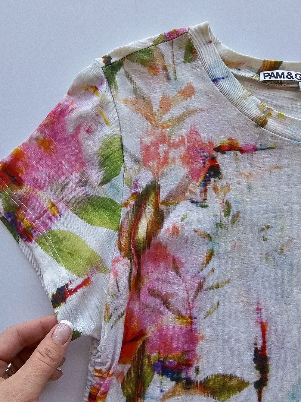 Pam & Gela Summer Floral Printed 100% Cotton Dress Drawstring Tie Hem Size M - Picture 3 of 6